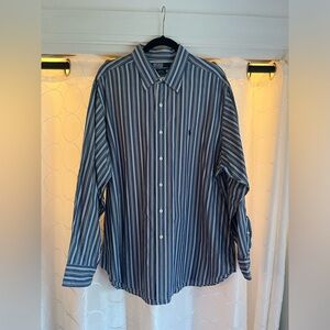 Vintage Polo Ralph Lauren Dress Shirt Andrew 17 1/2 34/35 Blue White Striped
